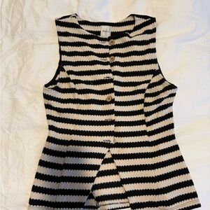 Maeve Black and Cream Striped Sleeveless Set